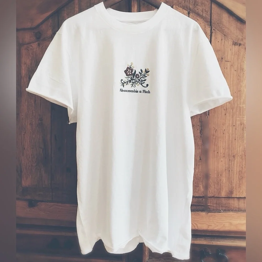 Abercrombie & Fitch Custom Cutoff Graphic Tee Floral White XXL - Picture 1 of 12